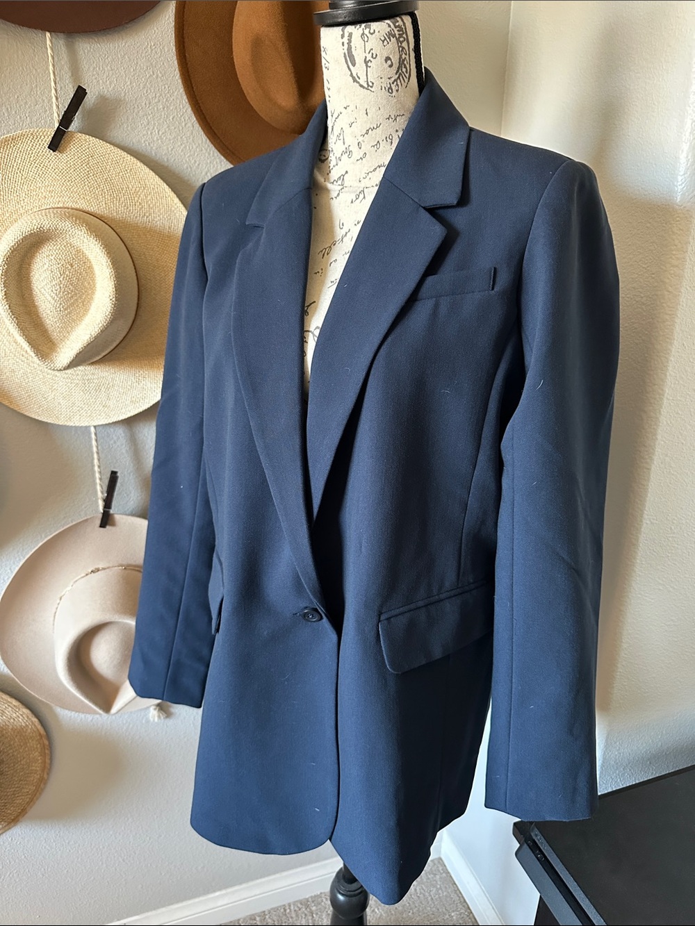 Abercrombie & Fitch Navy Single-Button Blazer Jacket